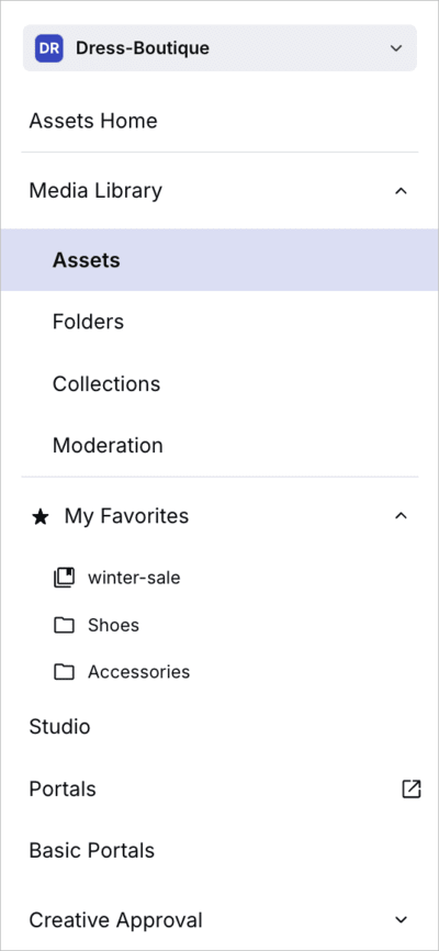 Favorites in left menu