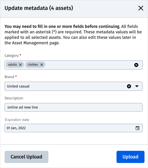 Metadata on upload