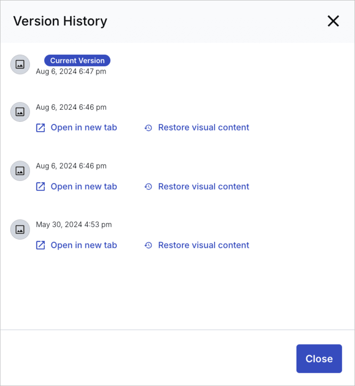 screenshot of revisions