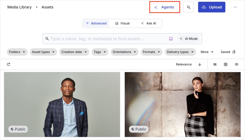 Agents in the Assets top bar