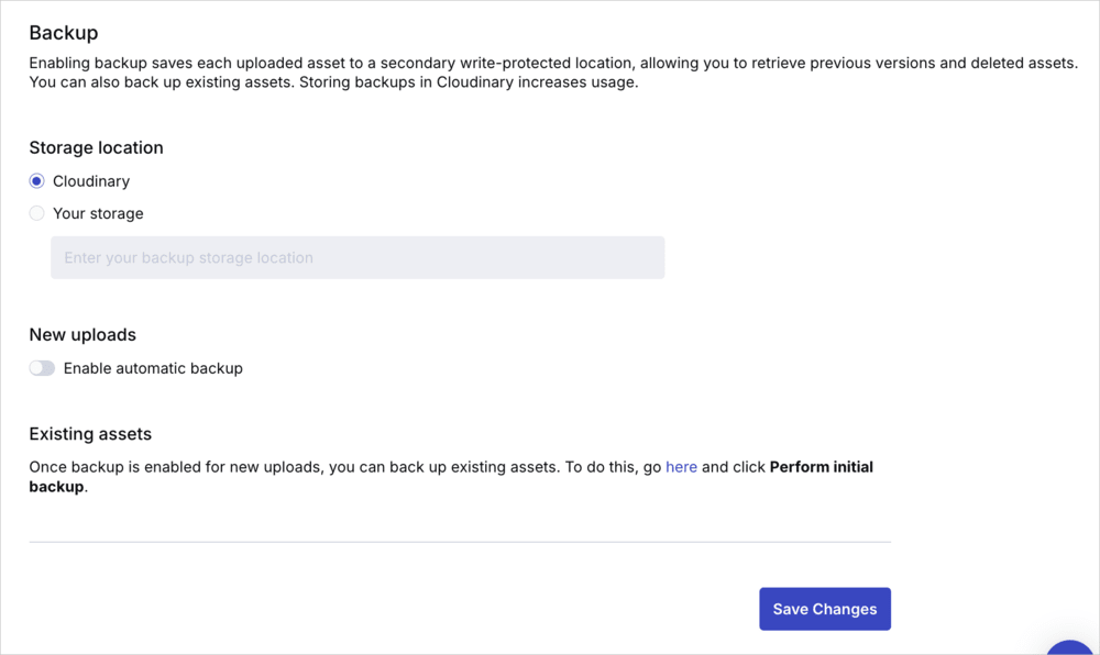 Automatic backup setting - new uploads