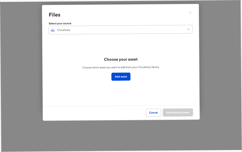 Add Cloudinary asset