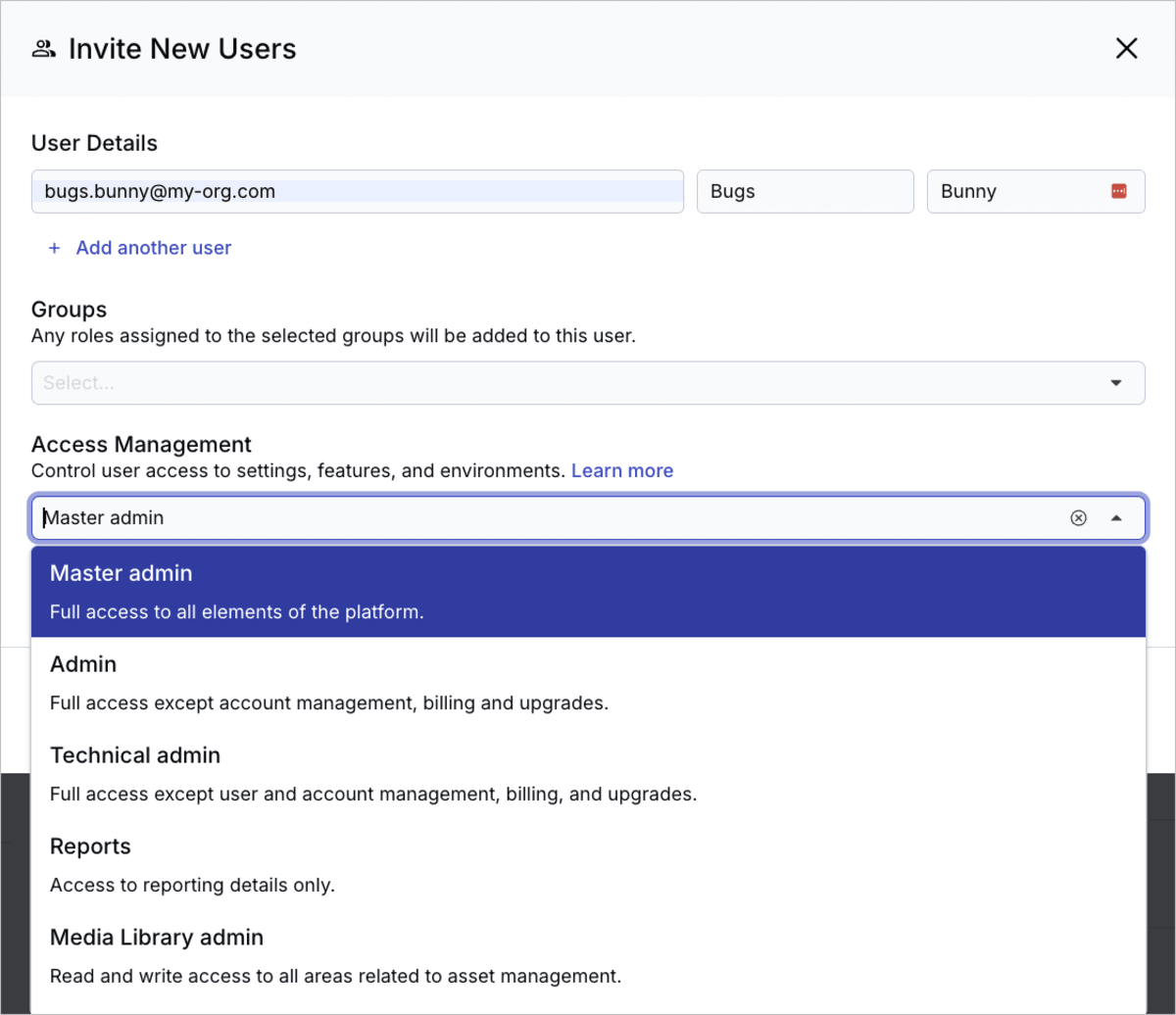 Invite users - access bundles