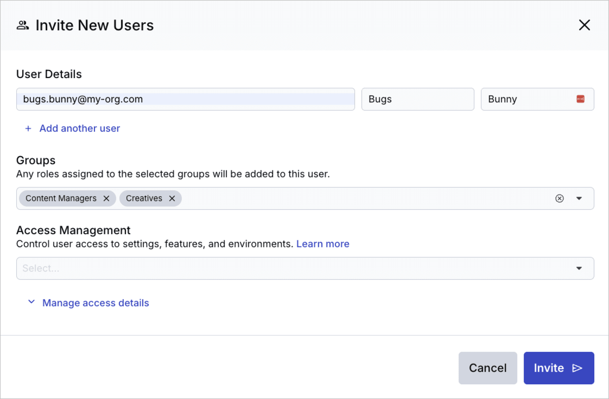 Invite users - Assign groups