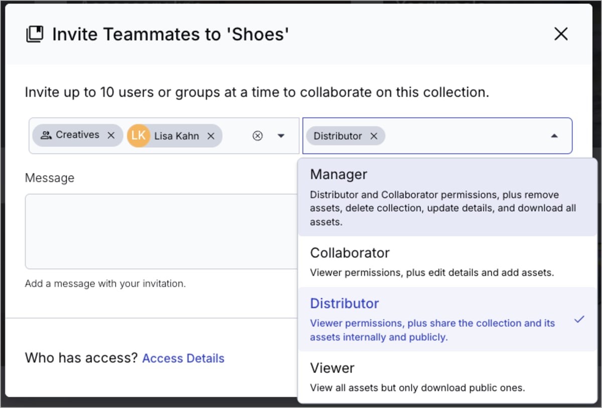 Invite Teammates dialog box