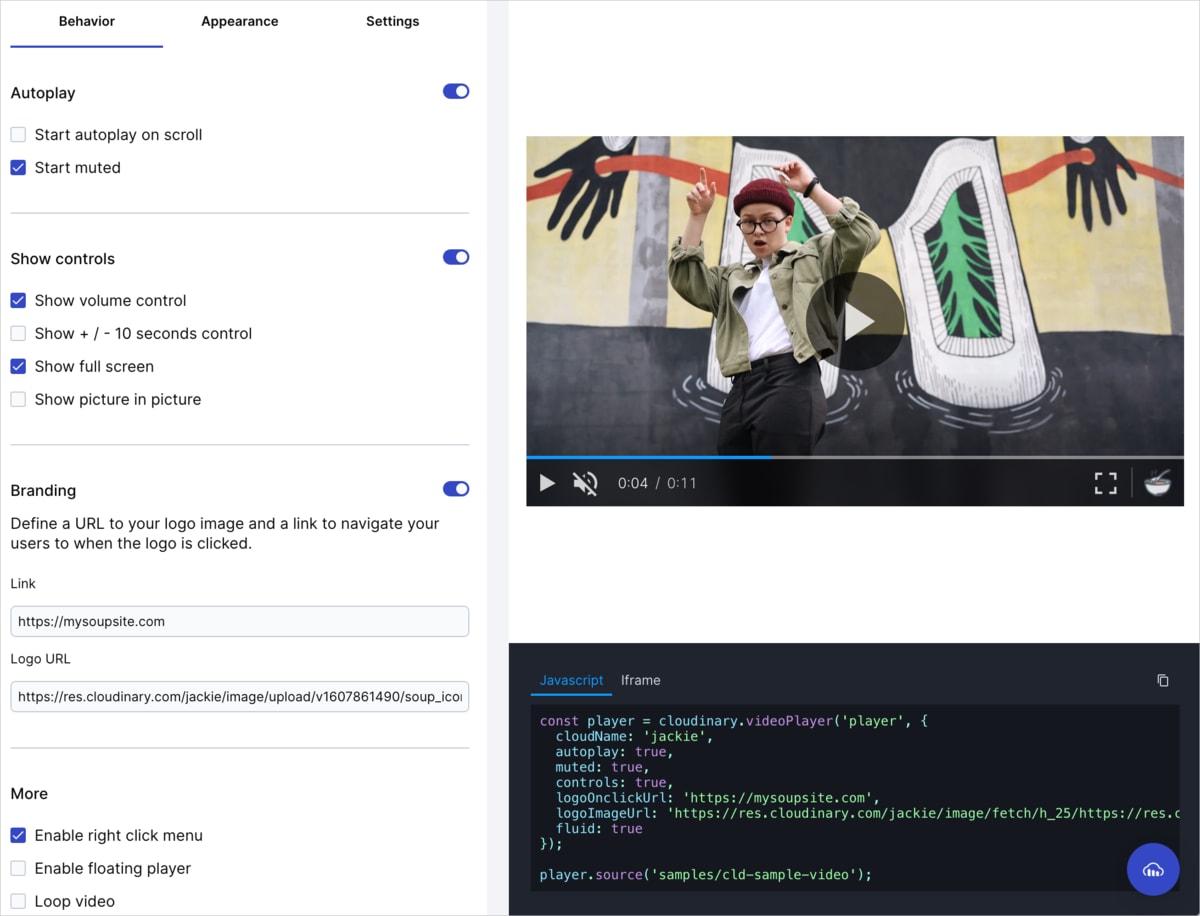 Video player studio in the console