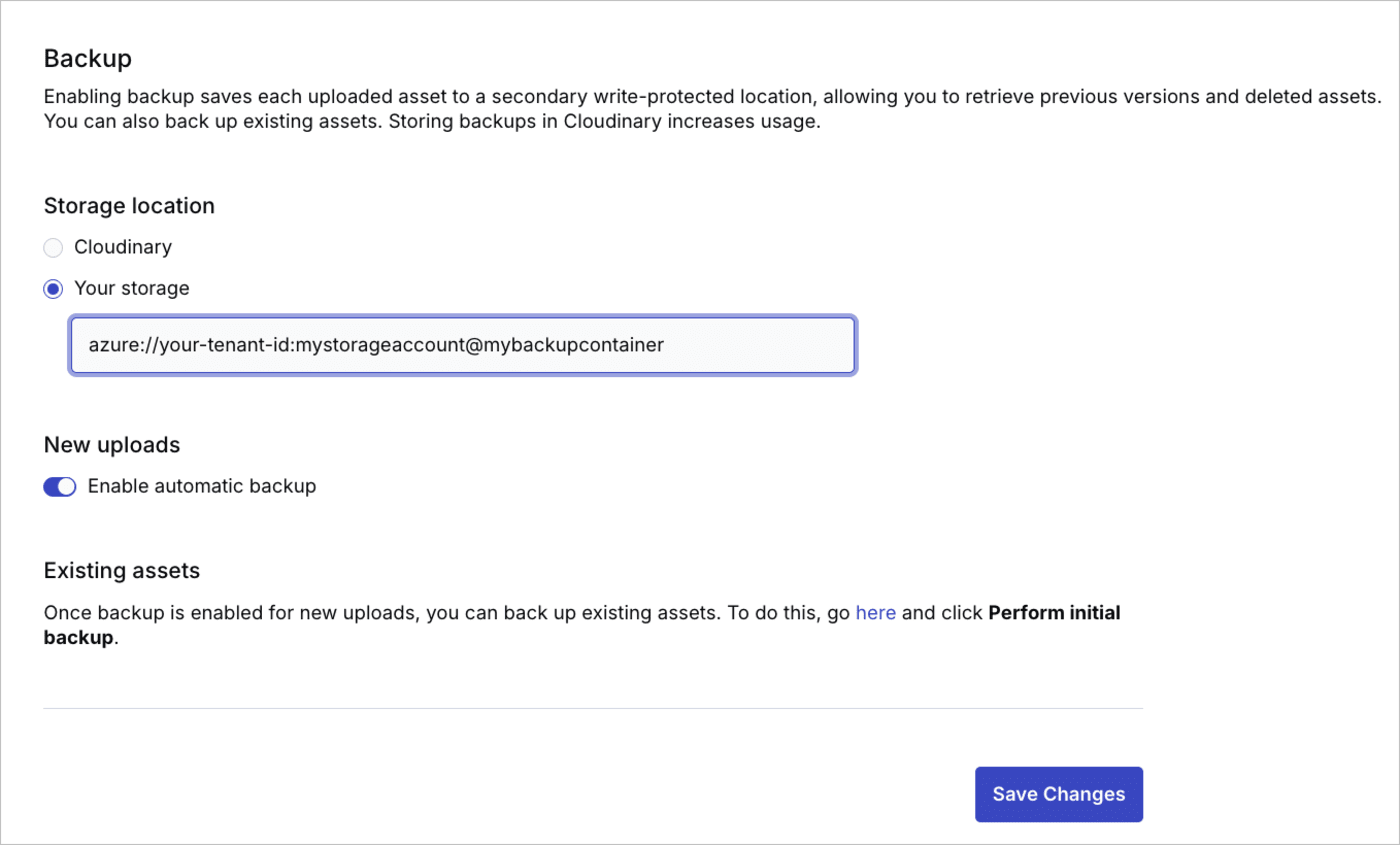 Set the Azure bucket in Cloudinary