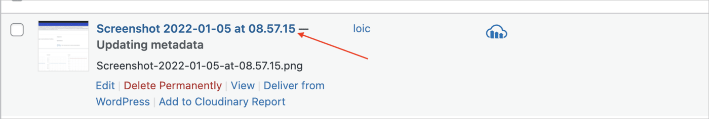 Click on asset to edit in WordPress Media Library