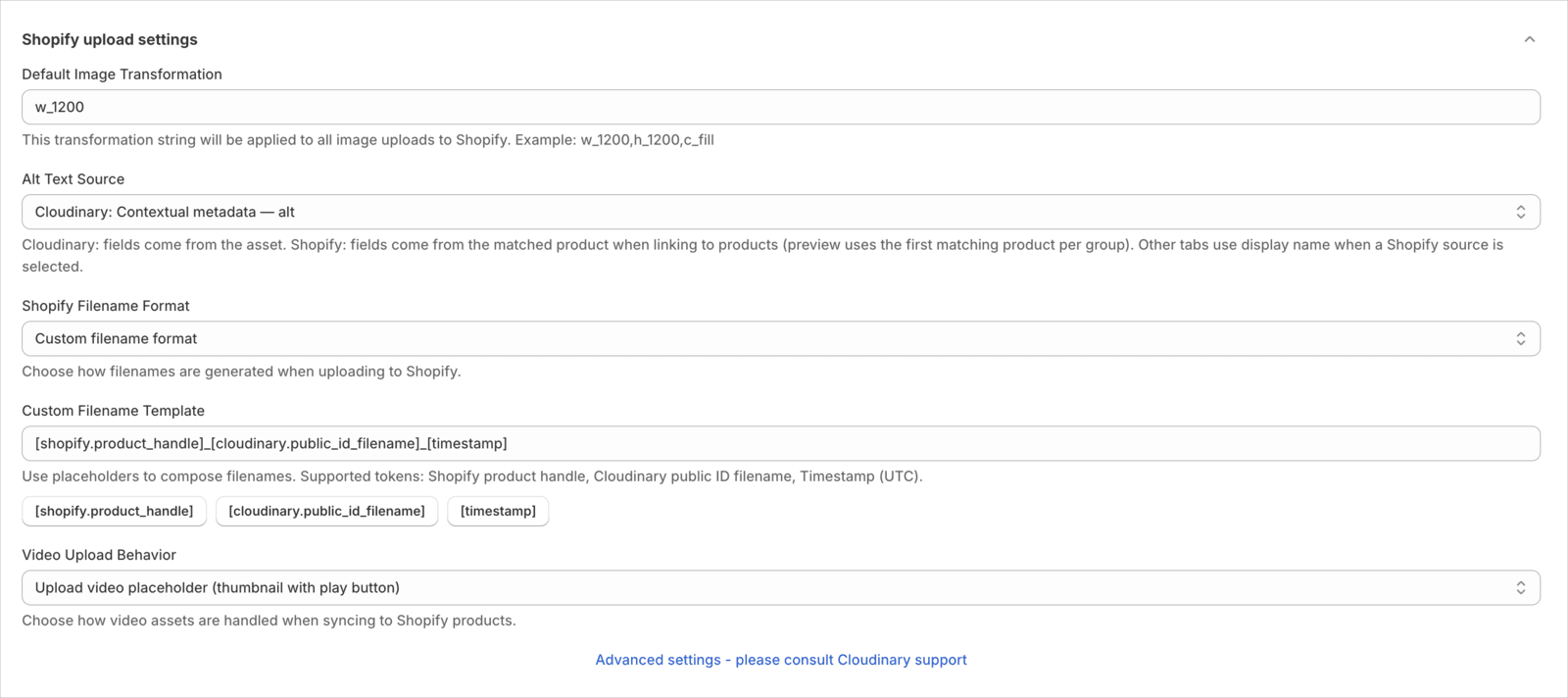 Setup tab configuration settings Setup tab configuration settings
