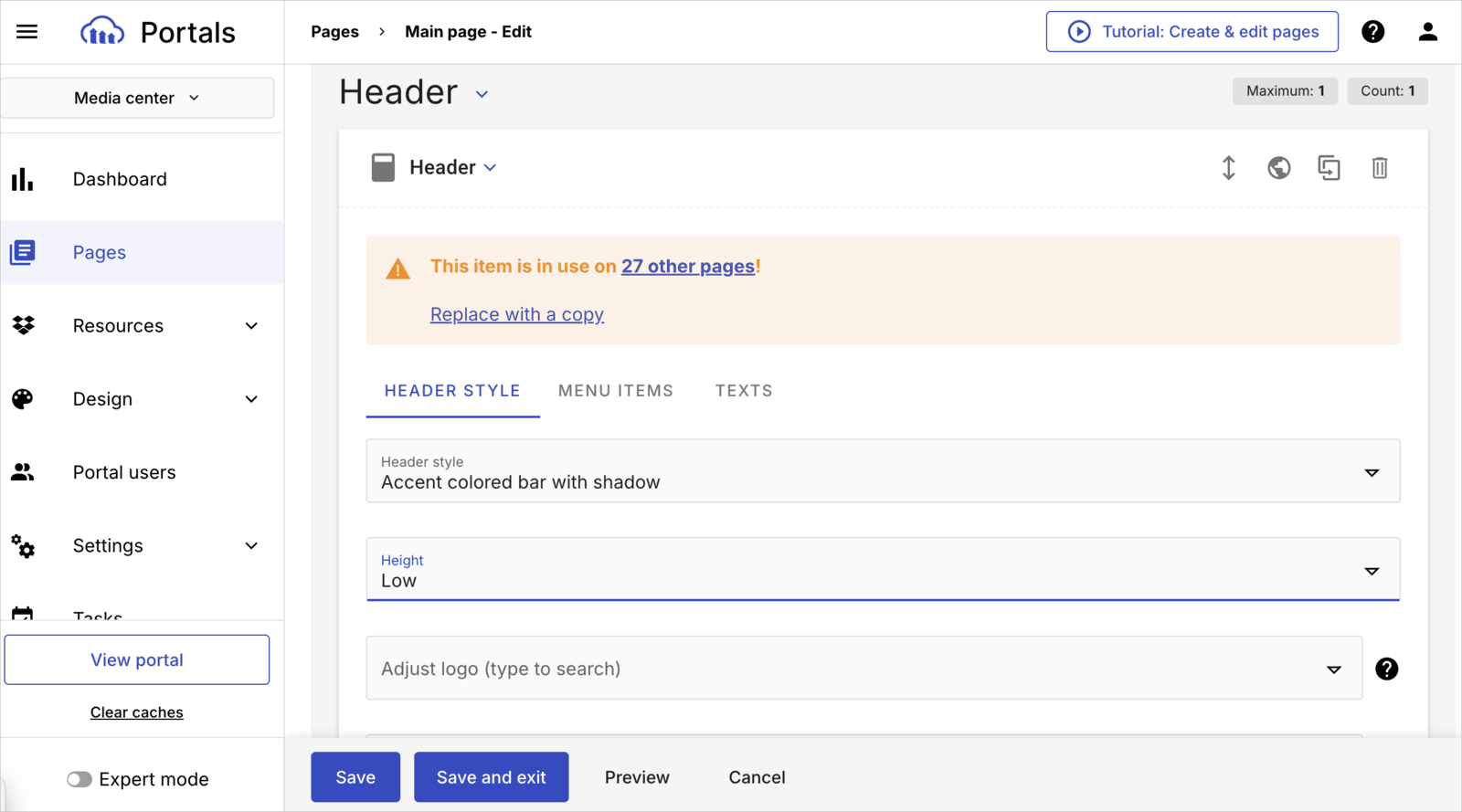 Customize portal