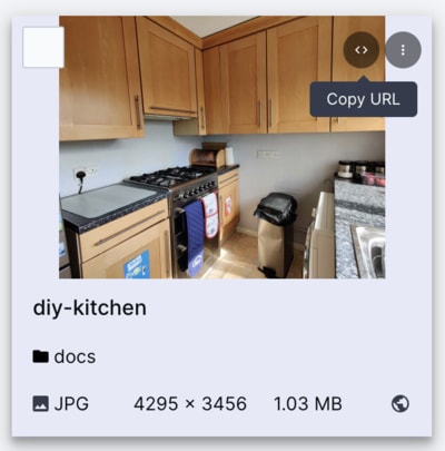 Copy the URL from the image card in your product environment
