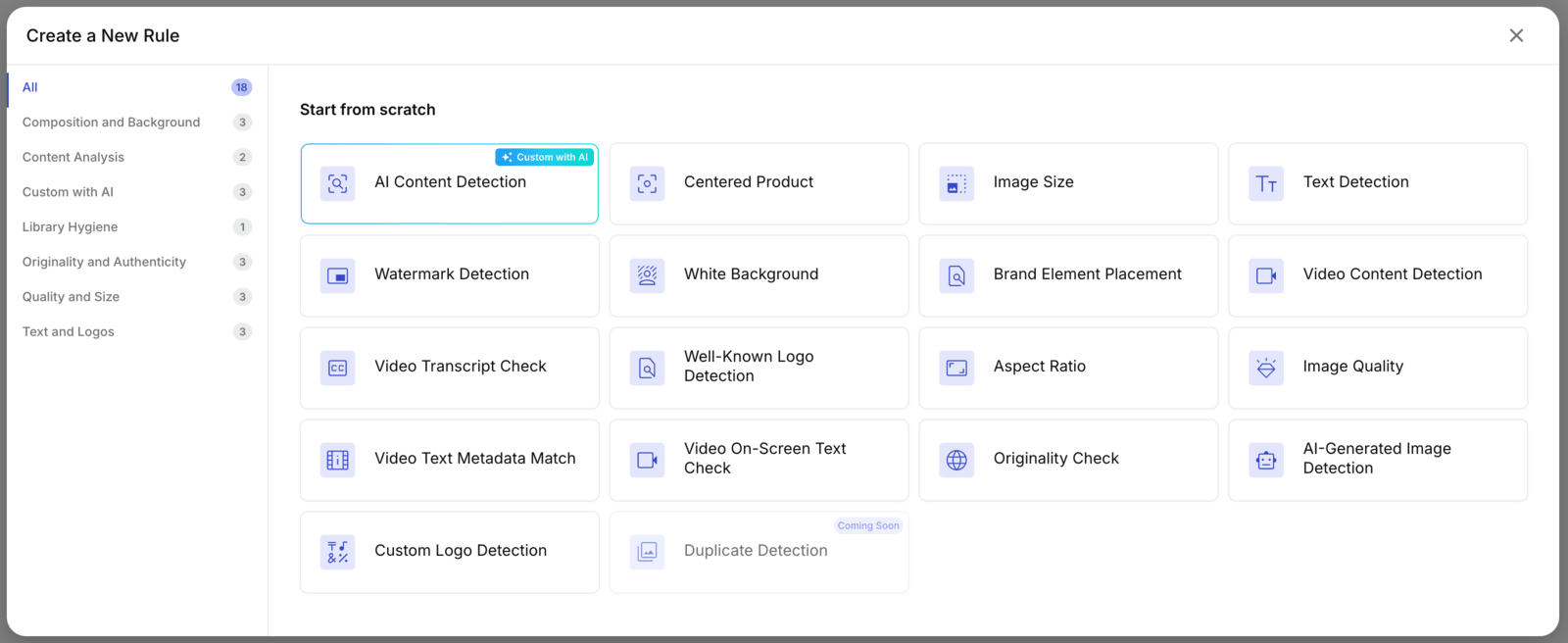 Screenshot of all the built-in rules