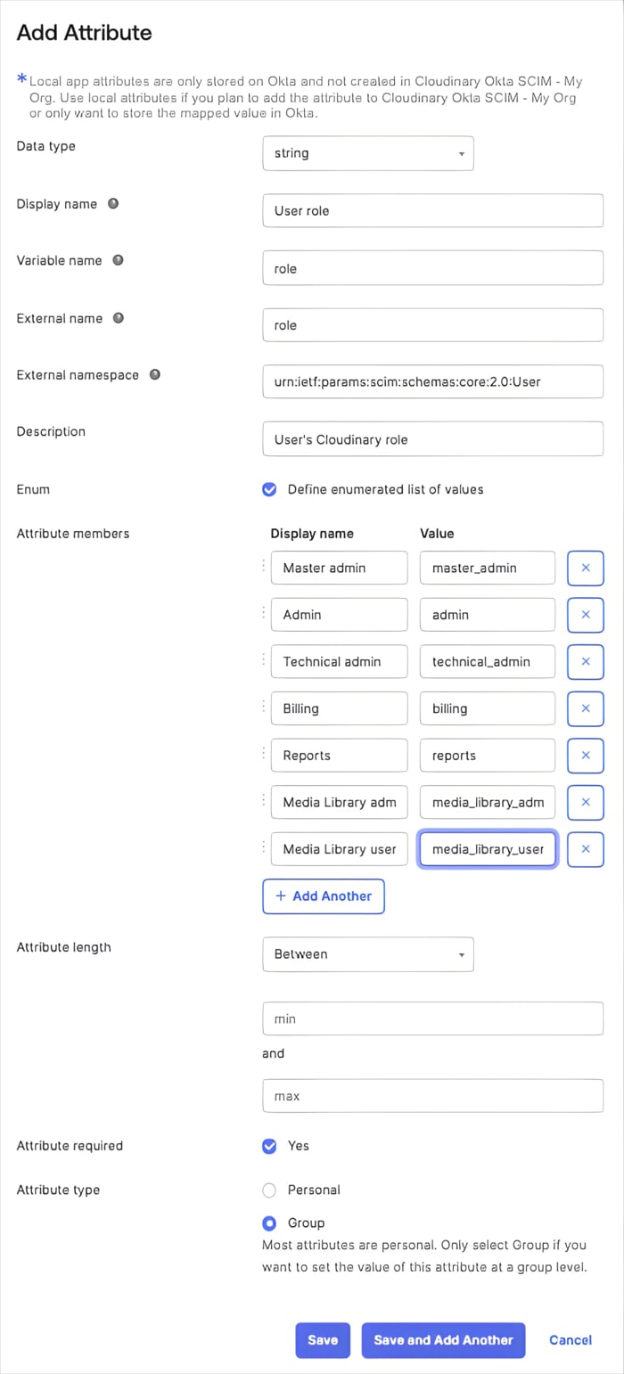 Add role custom attribute