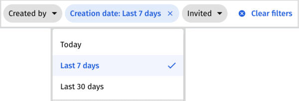 Filter by creation date