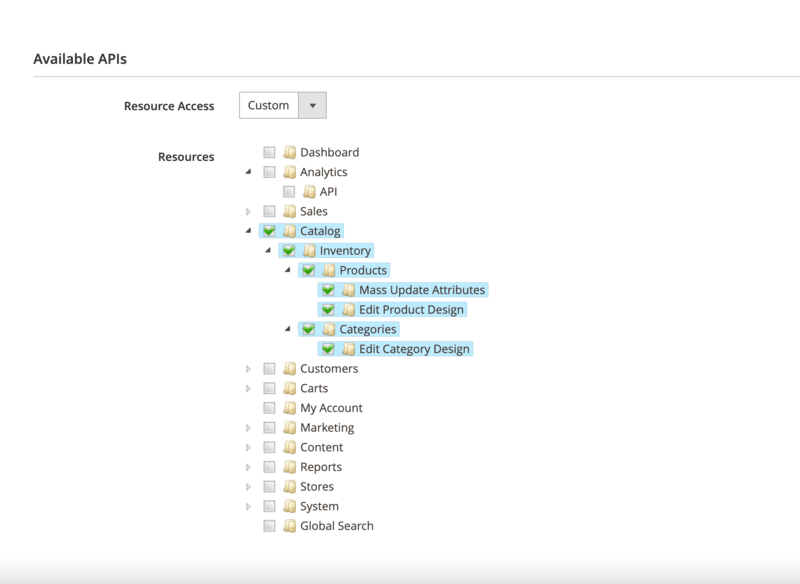 Magento API config