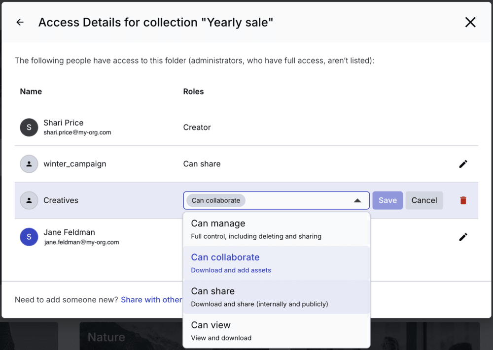 Manage collection access