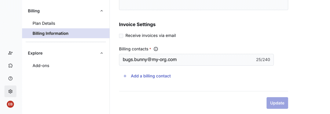 Billing email opt-in setting
