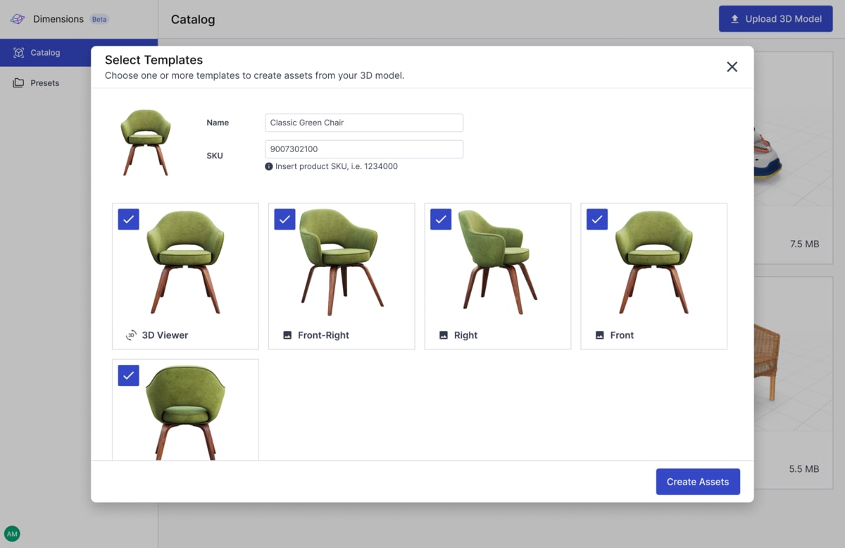 Create assets from a 3D model Create assets from a 3D model