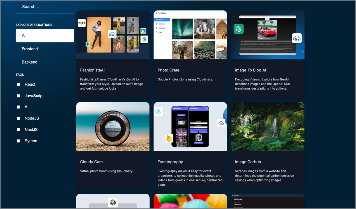 Cloudinary app gallery
