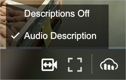 Audio descriptions menu Audio descriptions menu
