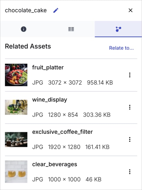 Related assets Preview pane