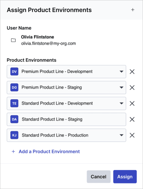 Assign product environments