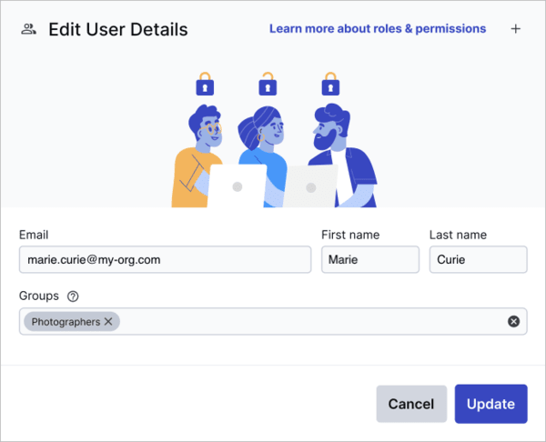 Assign groups to an existing user