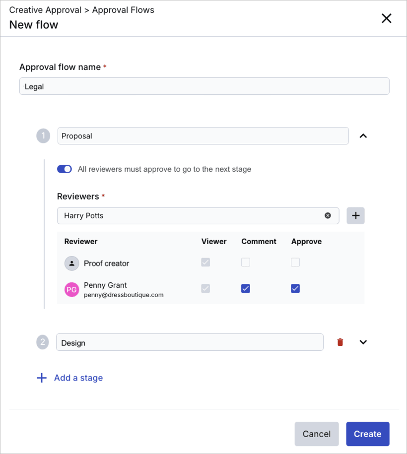 Creative approval flows - create and edit