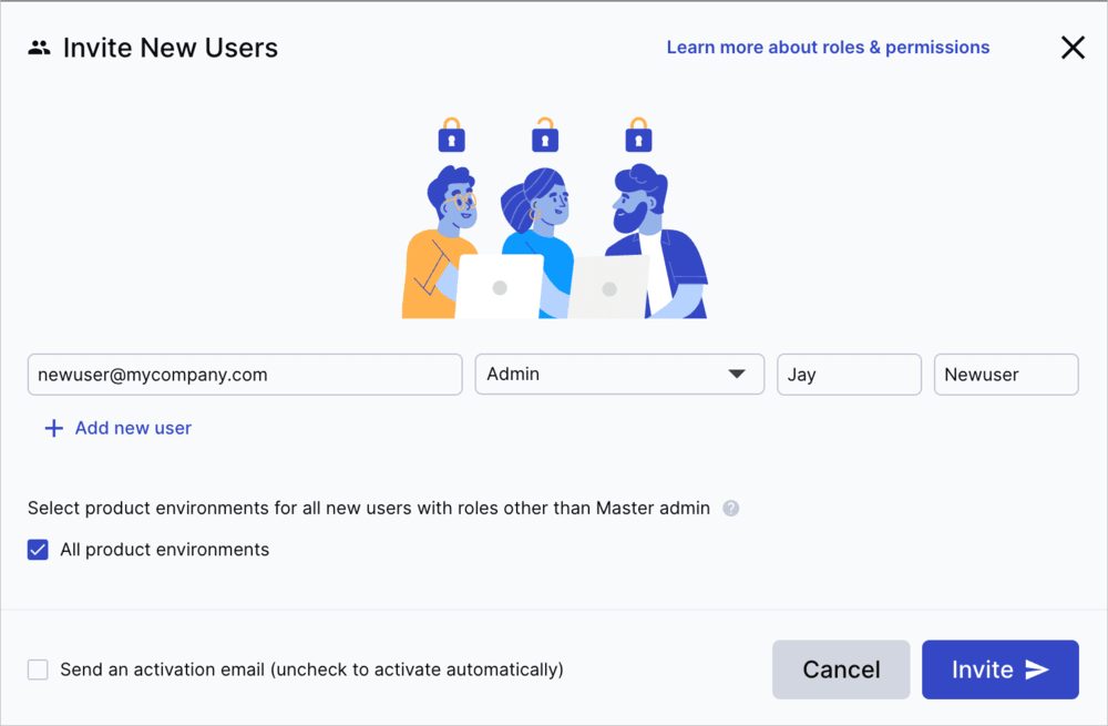 Invite users dialog box