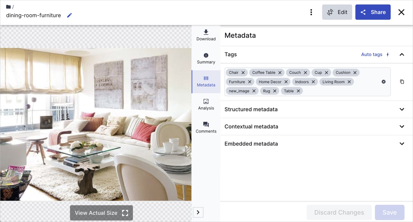 Check auto-tagging in the Metadata tab of the asset management drill-down page