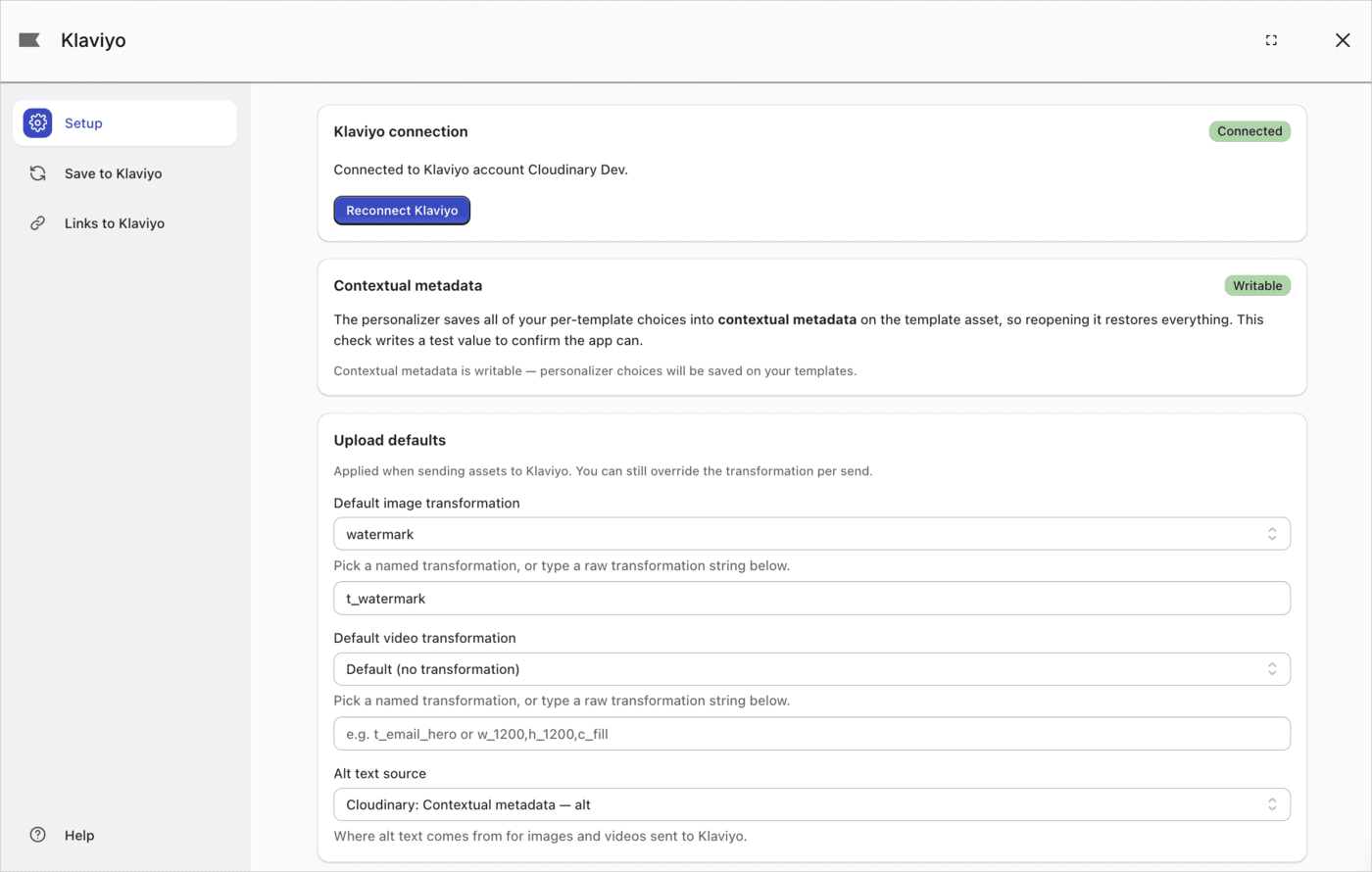 Klavyio Setup Tab - Upload Defaults