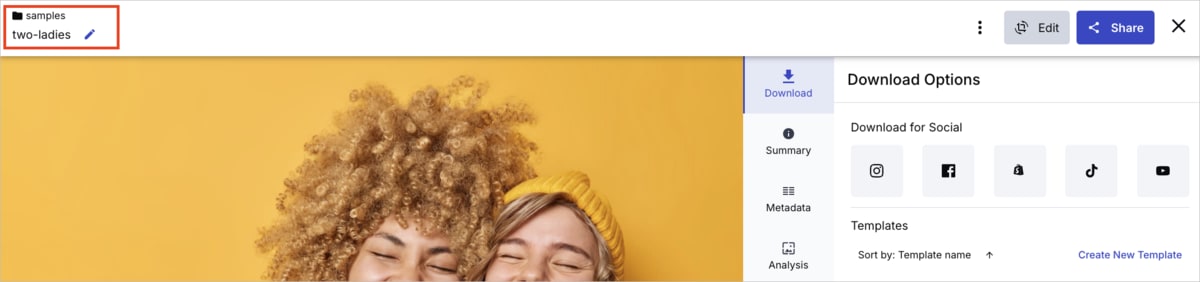 Select and copy the public ID - fixed folders