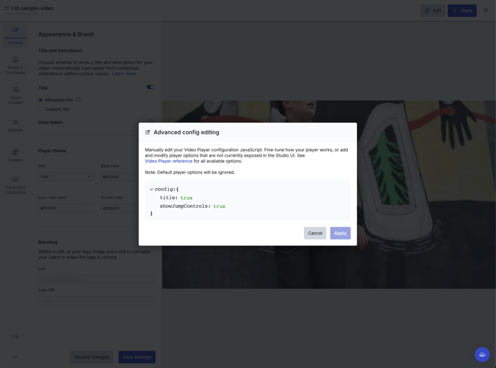 Advanced config editing dialog