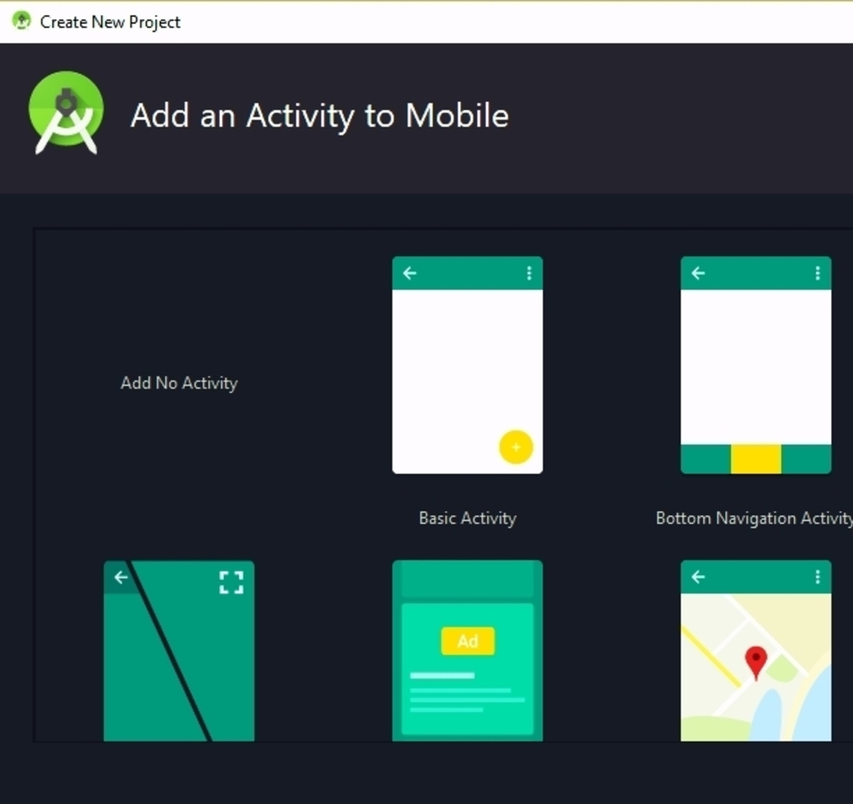 select empty activity and click next
