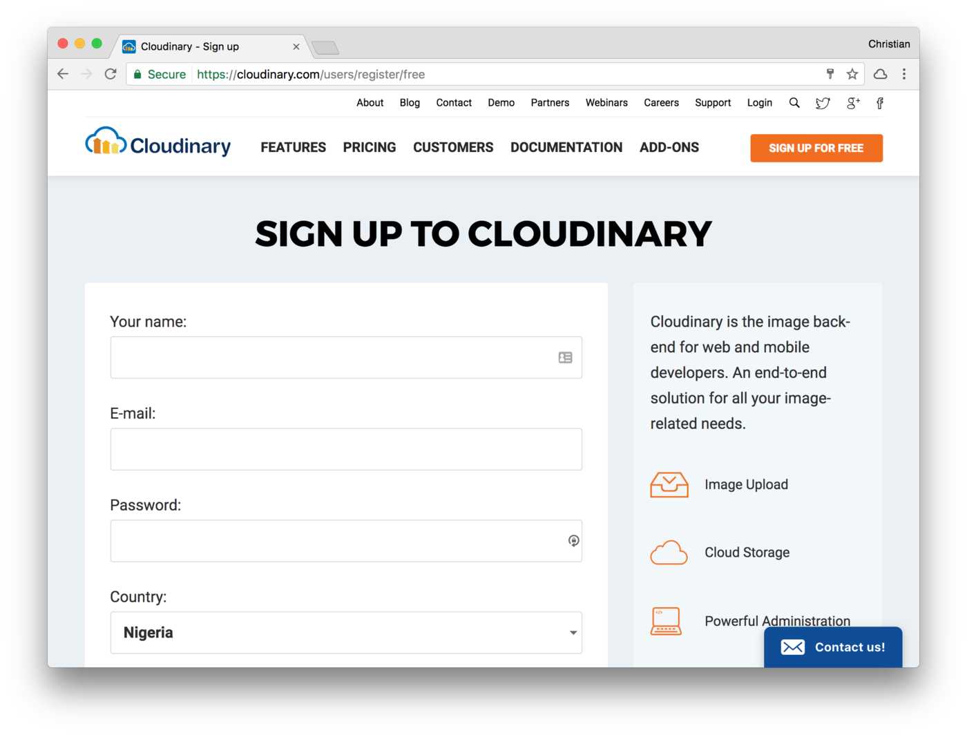 Create a Cloudinary Account