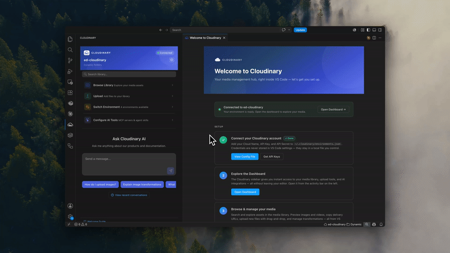 Cloudinary VS Code extension overview